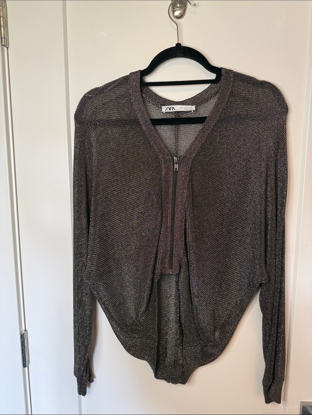 Zara Metallic Mesh Knit Bomber Cardigan|
Size S - Picture 3 of 8